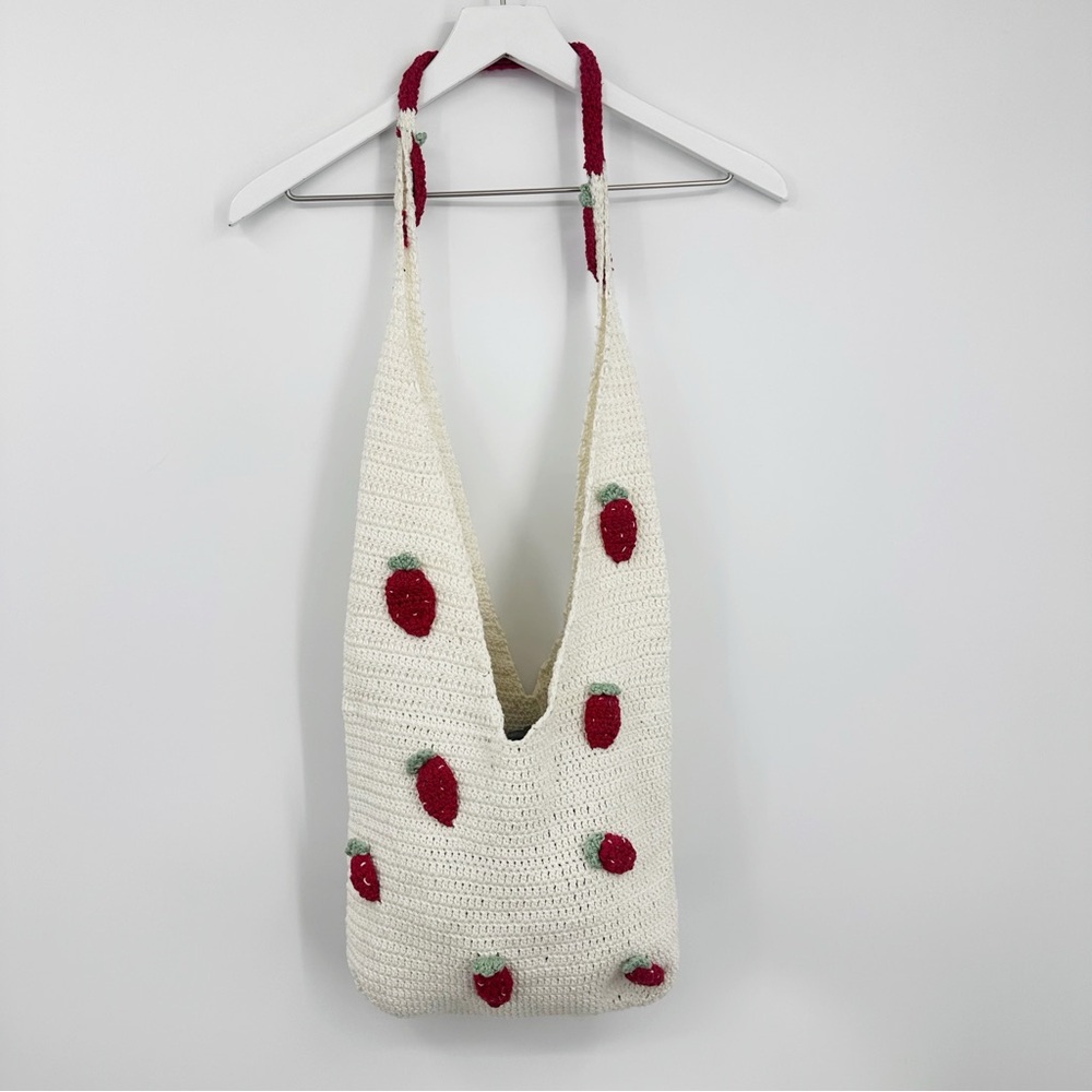 Strawberry Crochet Cross Body Bag Boho Fairycore